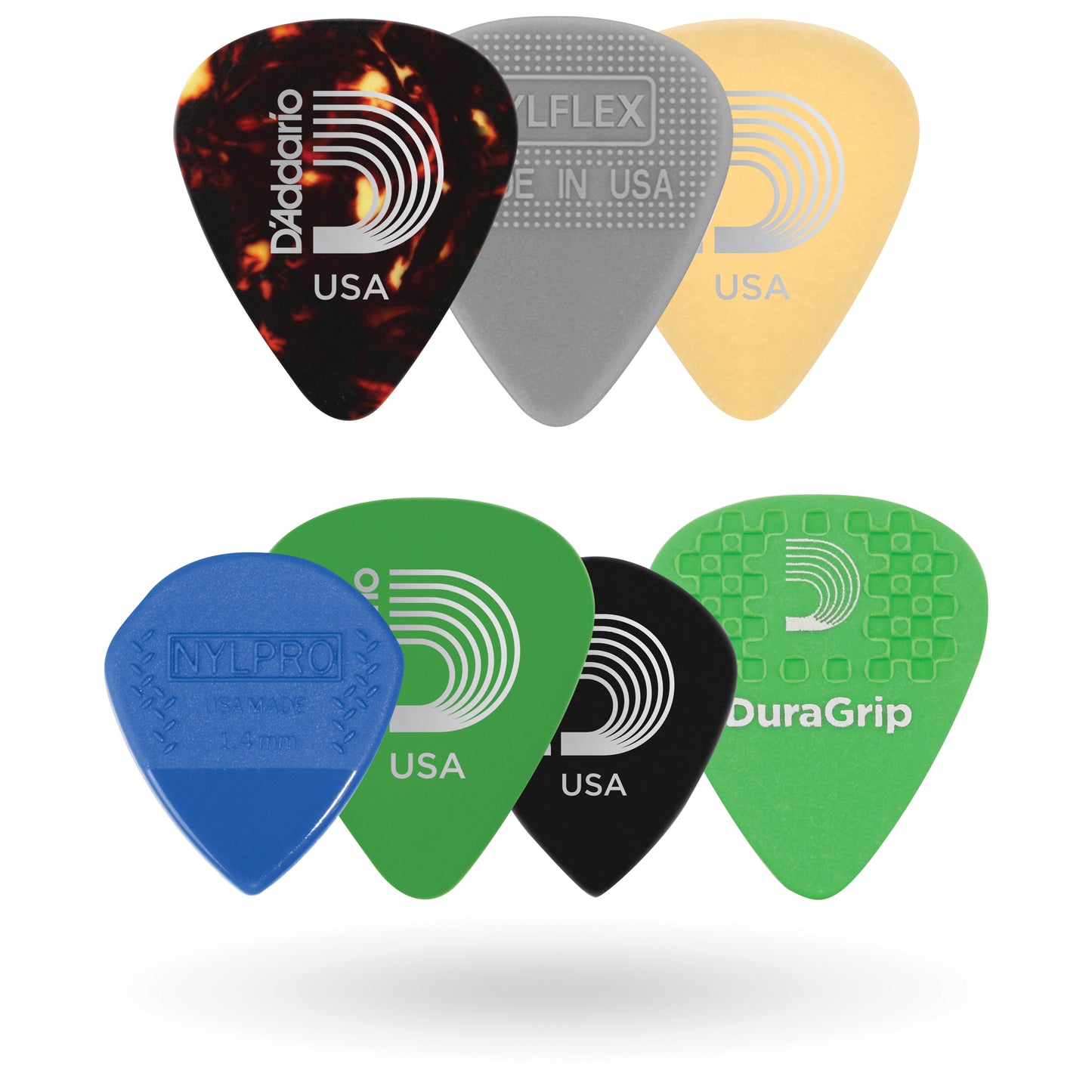 D'Addario Assorted Guitar Picks, 7-pack - Medium