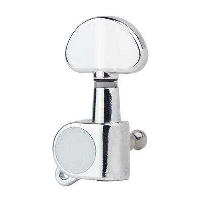Machine Heads for Guitar, Die Cast, 3-a-Side, Deluxe Buttons - Chrome