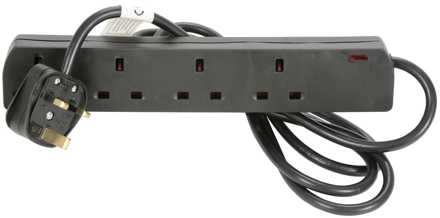 4 Gang Extension Lead - Black