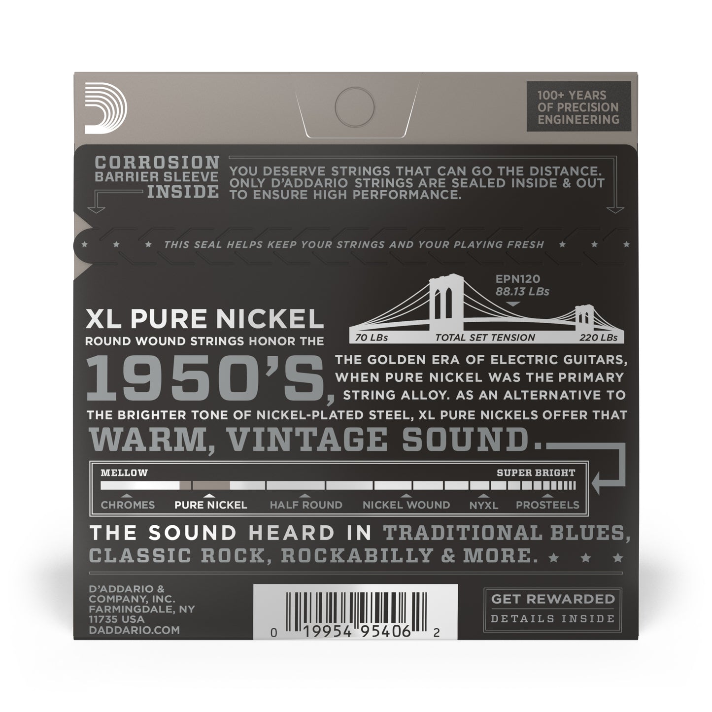 D'Addario EPN120 Pure Nickel Electric Guitar Strings, Super Light, 09-41