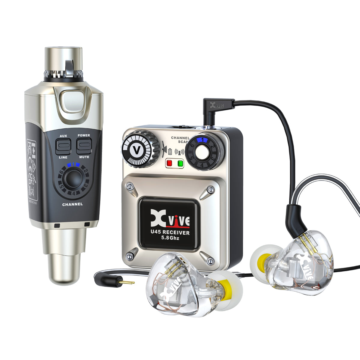 Xvive 5.8GHz Wireless In-Ear System Plus In-Ear Monitors and Case