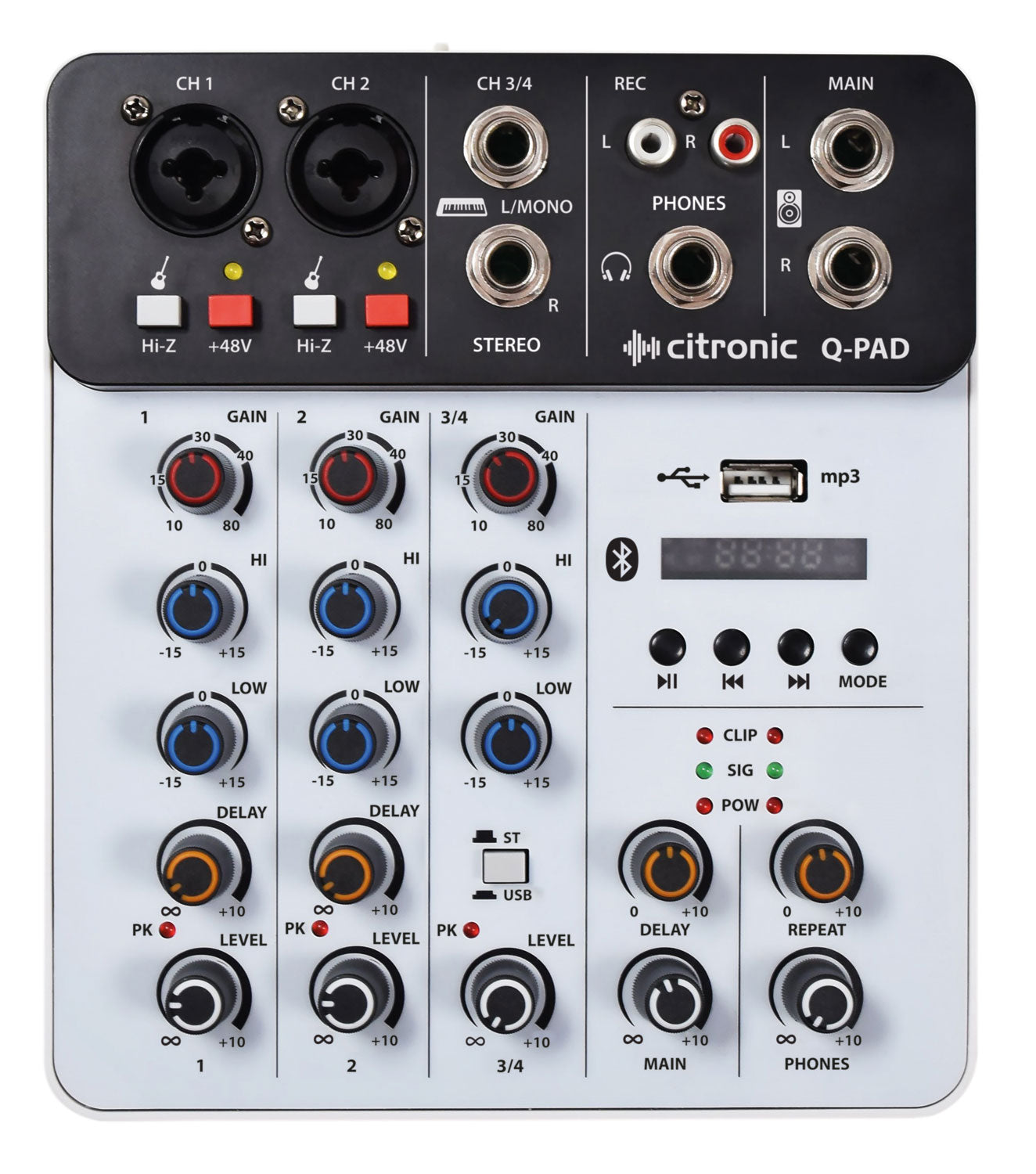 Q-PAD Mini Mixer with USB/BT and Audio Interface