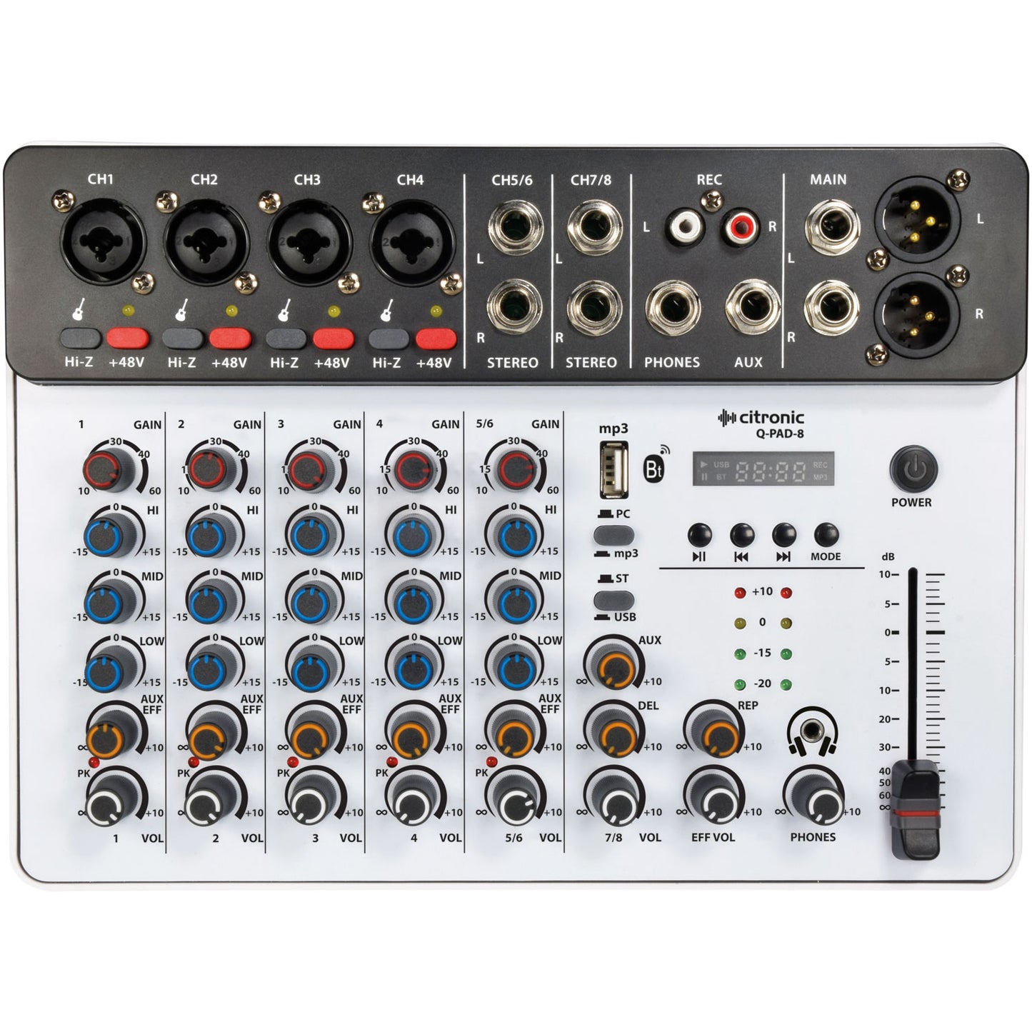 Q-PAD-8 Compact Mixer with USB/BT and Audio Interface