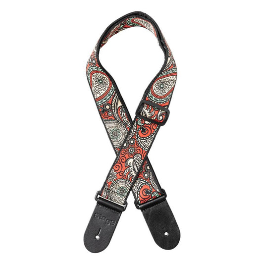 Stagg Paisley Guitar Strap - Red 1