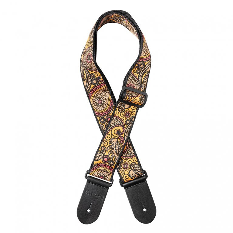 Stagg Paisley Guitar Strap - Orange 1