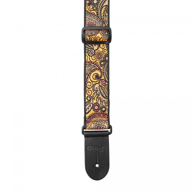 Stagg Paisley Guitar Strap - Orange 1