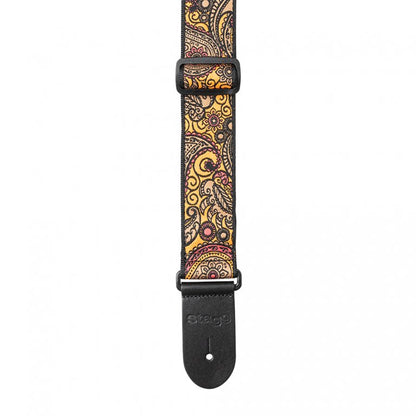 Stagg Paisley Guitar Strap - Orange 1