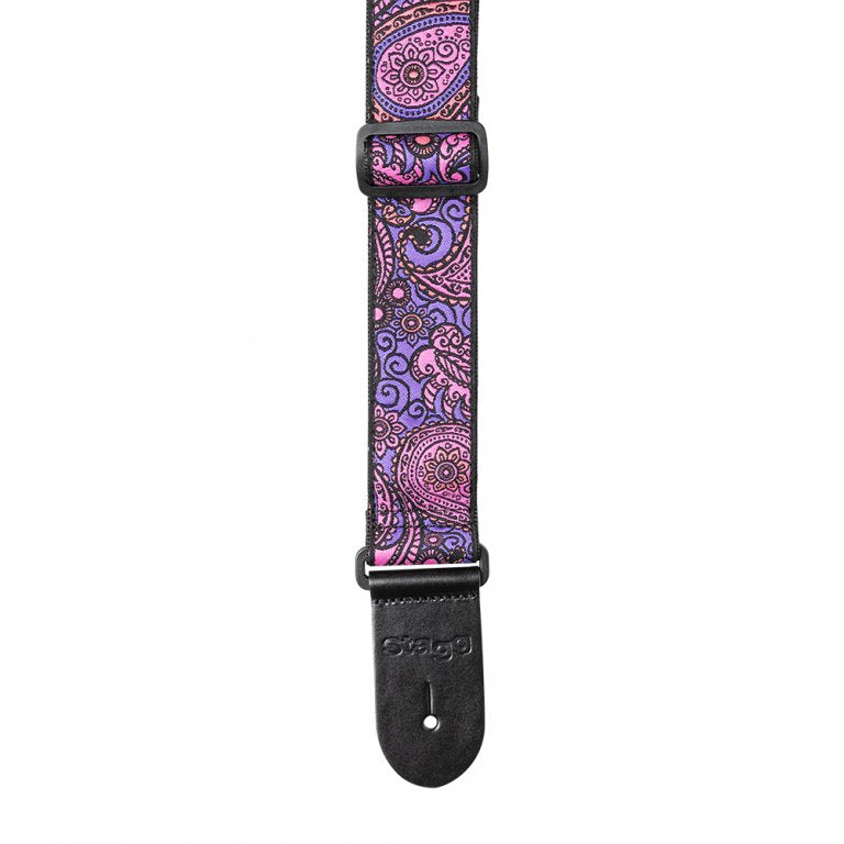 Stagg Paisley Guitar Strap - Pink 1