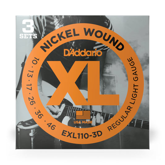 D'Addario EXL110 10-46 Nickel Wound Electric Guitar Strings - 3-Pack