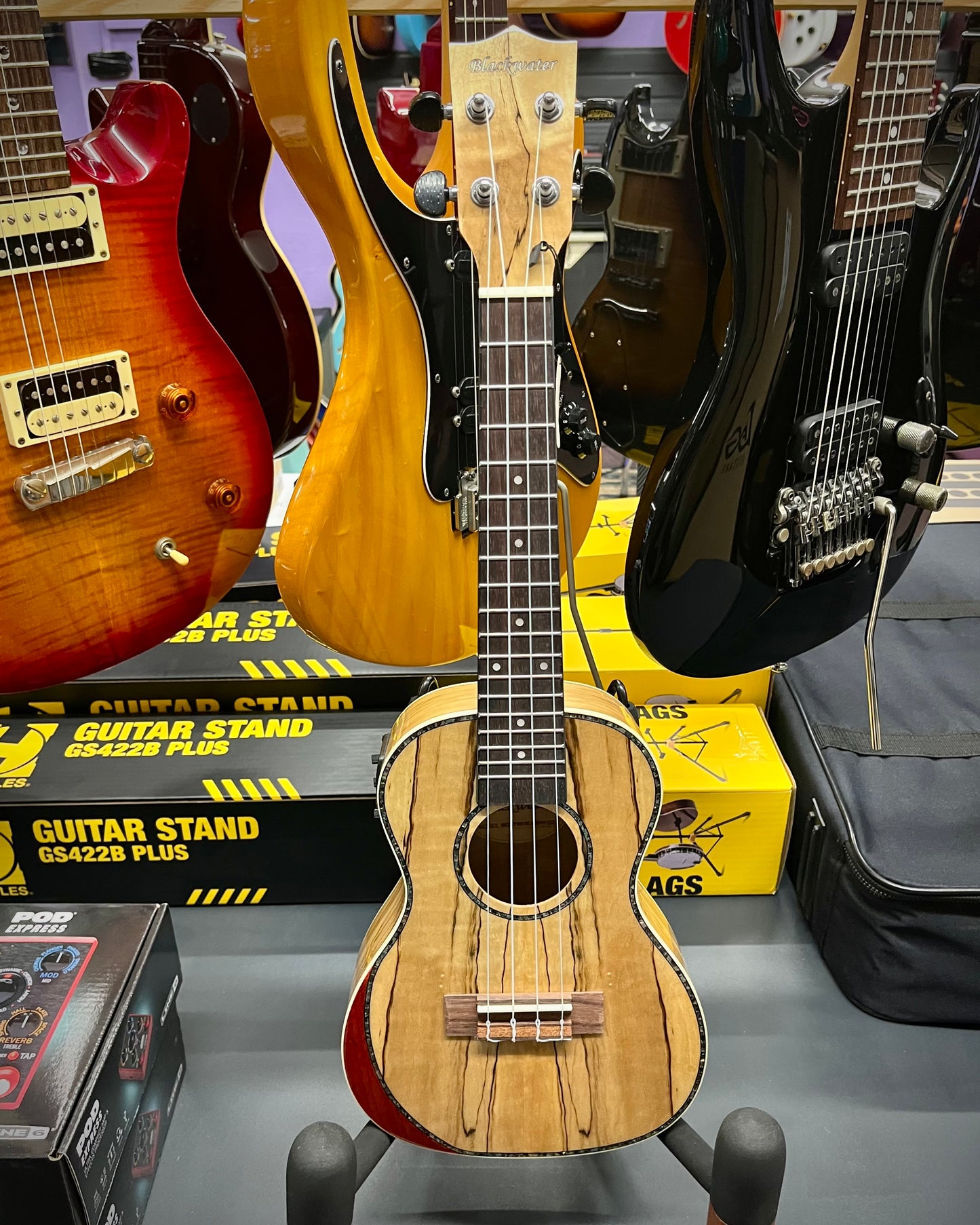 Blackwater Spalted Maple EQ Ukulele - Concert
