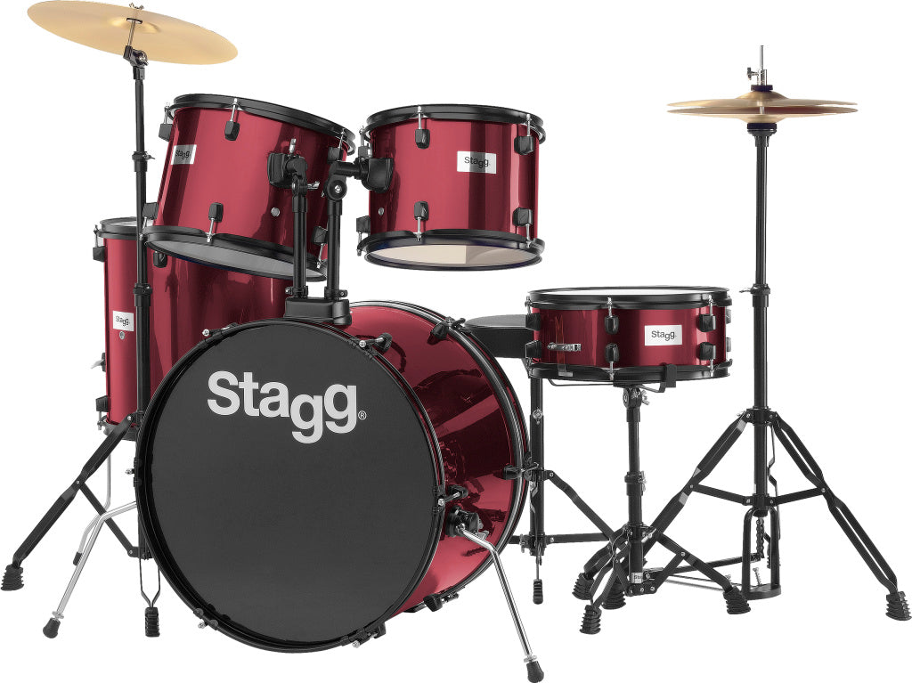 Stagg 5-Piece 22" Standard Drum Kit - Wine Red