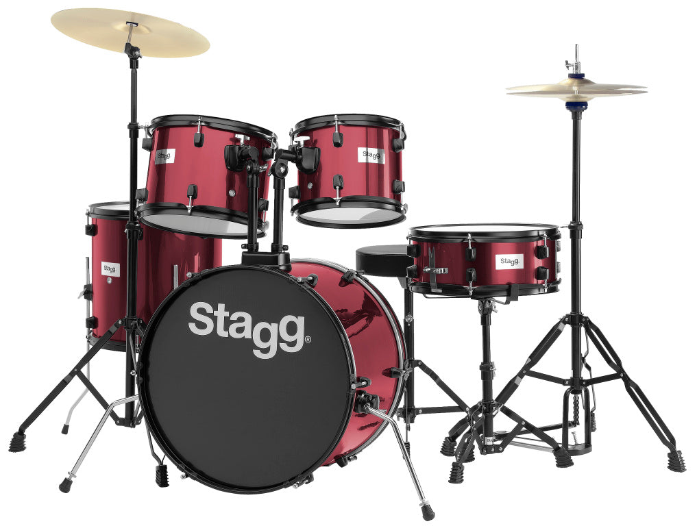 Stagg 5-Piece 20" Standard Drum Kit - Wine Red