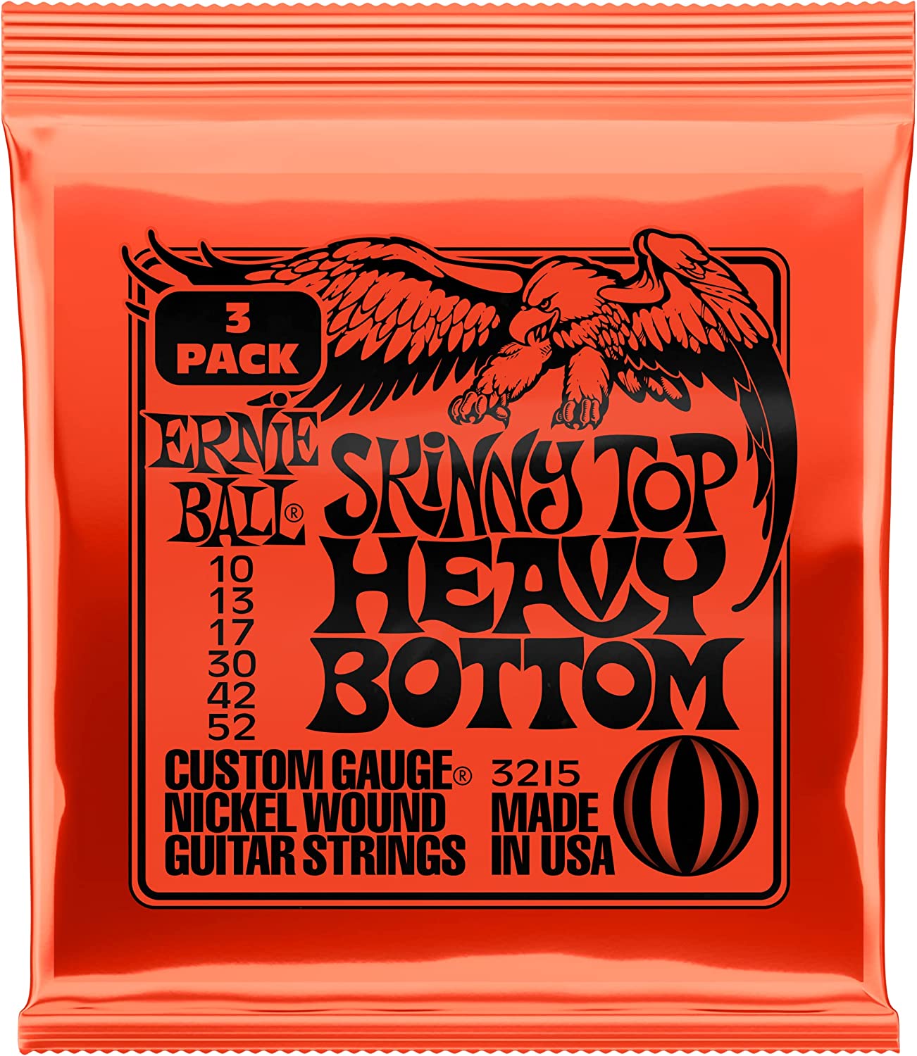 Ernie Ball Skinny Top Heavy Bottom Electric Guitar Strings - 10-52 (3 Pack)