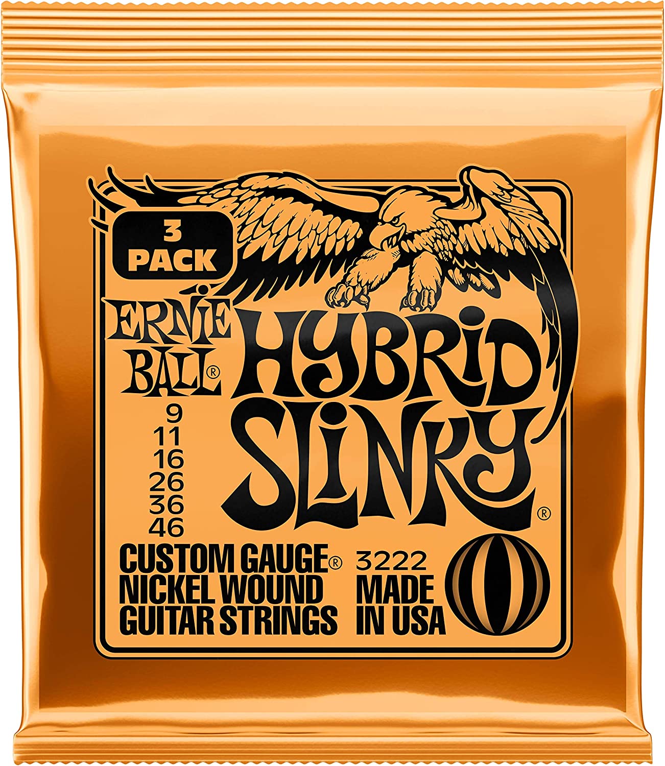 Ernie Ball Hybrid Slinky Electric Guitar Strings - 09-46 (3 Pack)