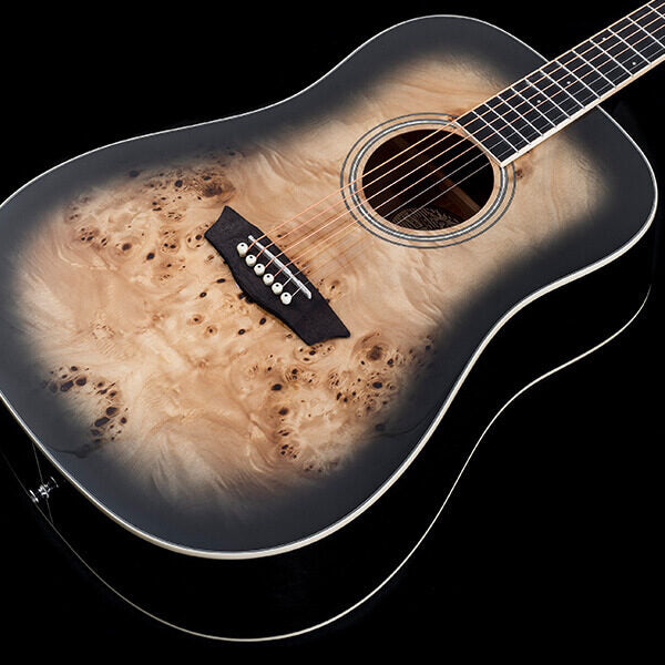 Washburn Burl D Deep Forest Dreadnought - Black Fade