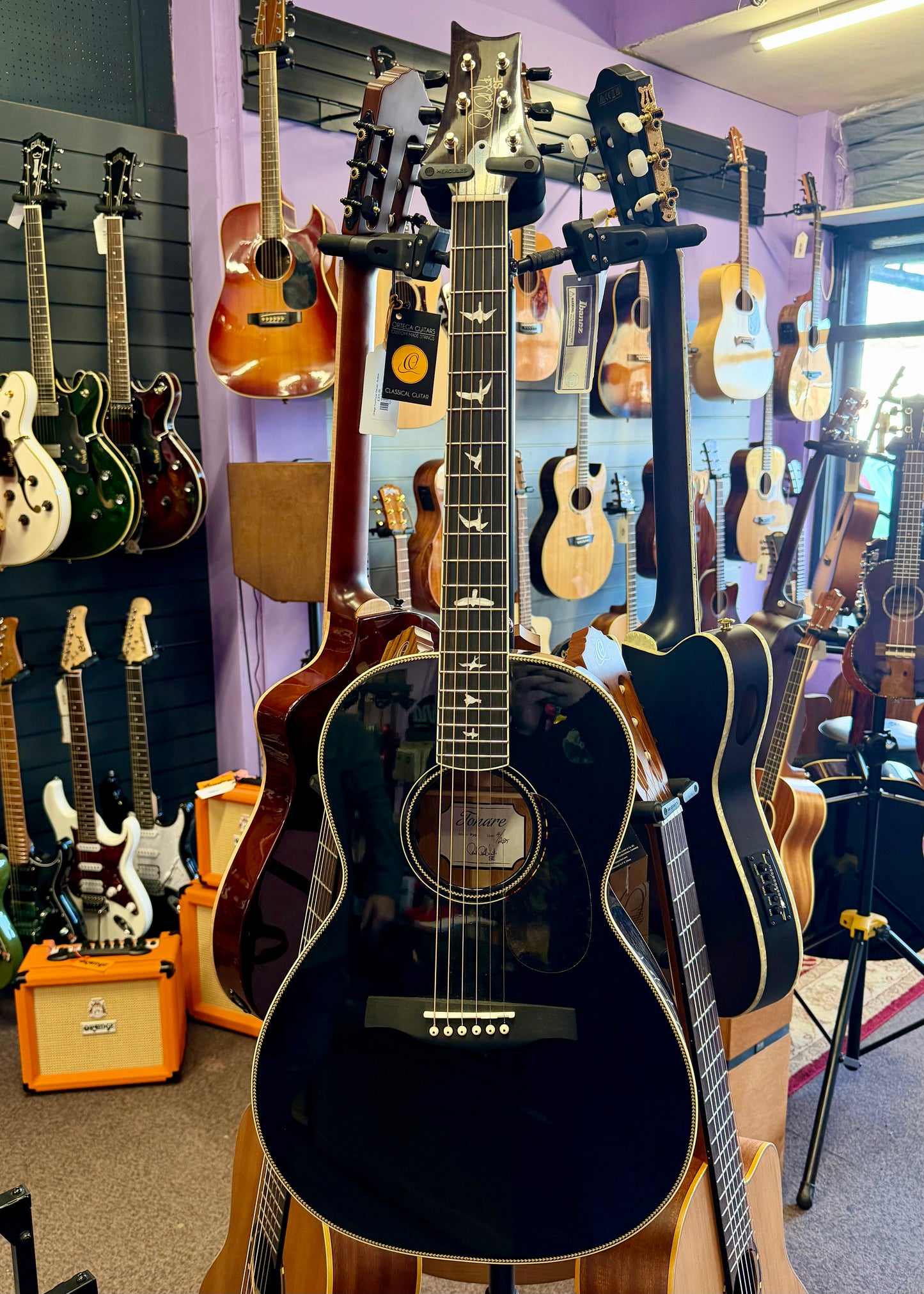 PRS SE Tonare P20E - Gloss Black Top/Doghair Back & Sides