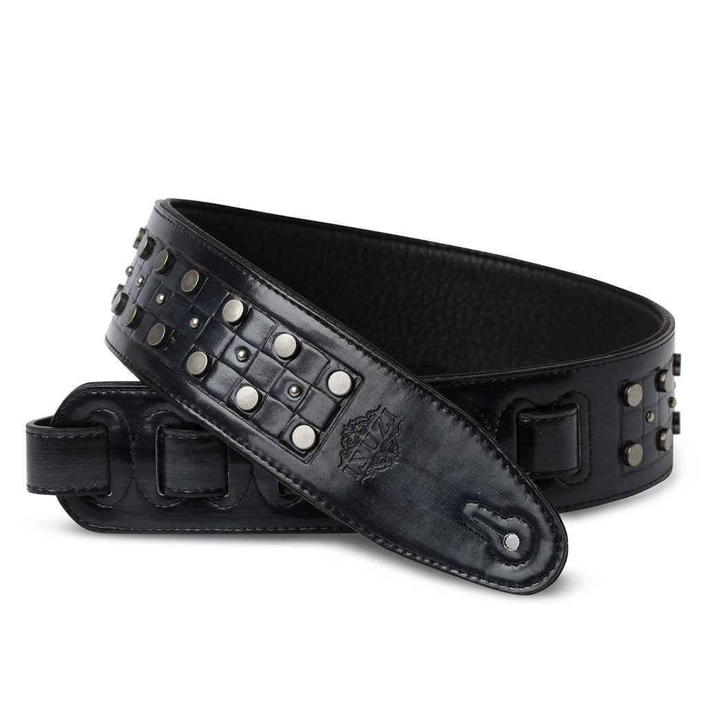 Izuzi Garment Leather Guitar Strap - Black