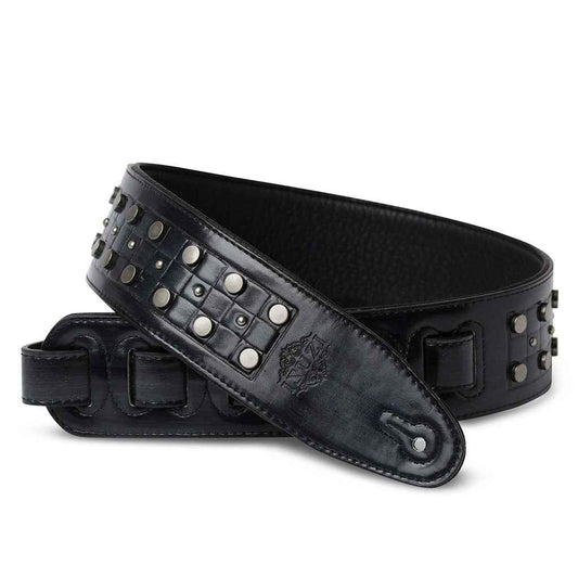 Izuzi Garment Leather Guitar Strap - Black