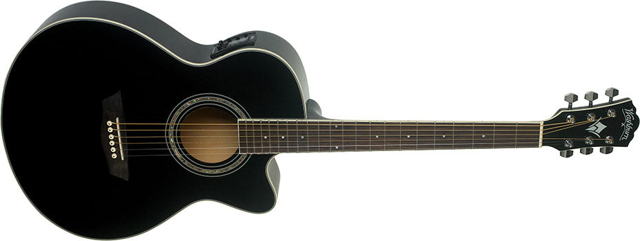 Washburn EA12 Festival Mini Jumbo Cutaway - Black