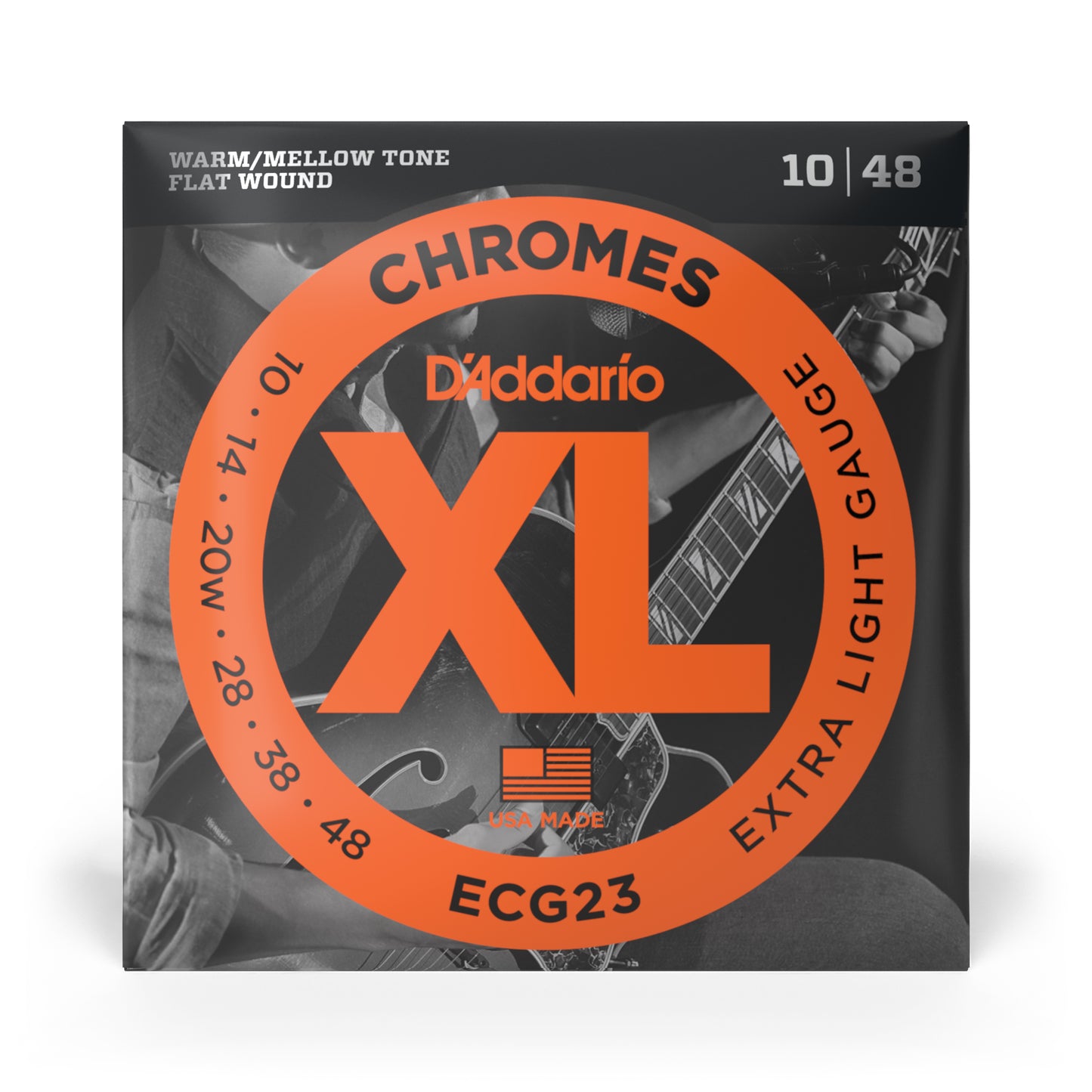 D'Addario ECG23 Chromes Flat Wound Electric Guitar Strings - Extra Light - 10-48