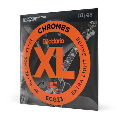 D'Addario ECG23 Chromes Flat Wound Electric Guitar Strings - Extra Light - 10-48