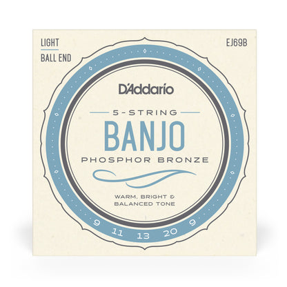 D'Addario EJ69 5-String Ball-End Banjo Strings - Phosphor Bronze - Light - 9-20