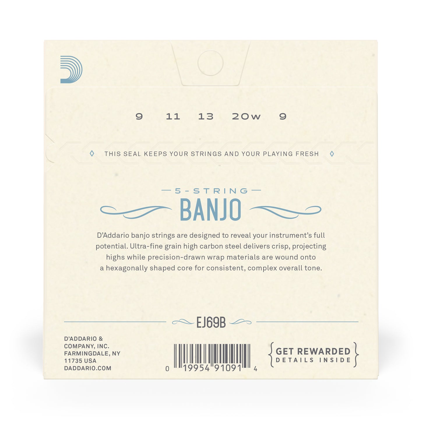 D'Addario EJ69 5-String Ball-End Banjo Strings - Phosphor Bronze - Light - 9-20