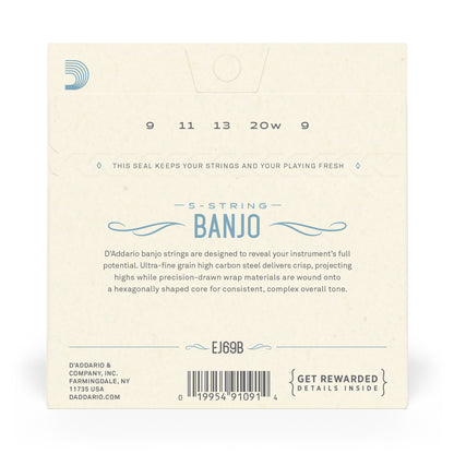 D'Addario EJ69 5-String Ball-End Banjo Strings - Phosphor Bronze - Light - 9-20