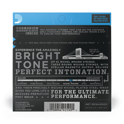 D'Addario EXL110-7 7-String Nickel Wound Electric Guitar Strings, Regular  Light, 10-59