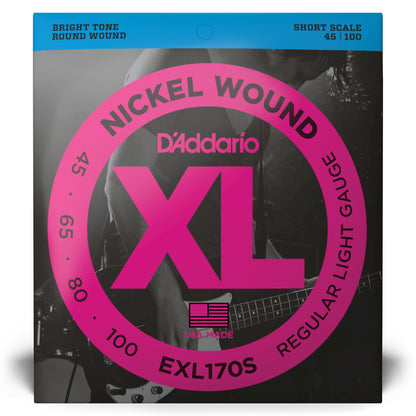 D'Addario EXL170S Nickel Wound Bass Guitar Strings, Light, 45-100, Short Scale