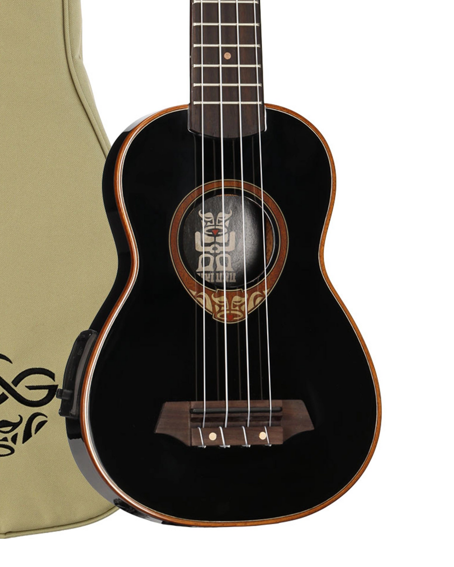 LAG Soprano Slim Electro Ukulele w/ Case - Black