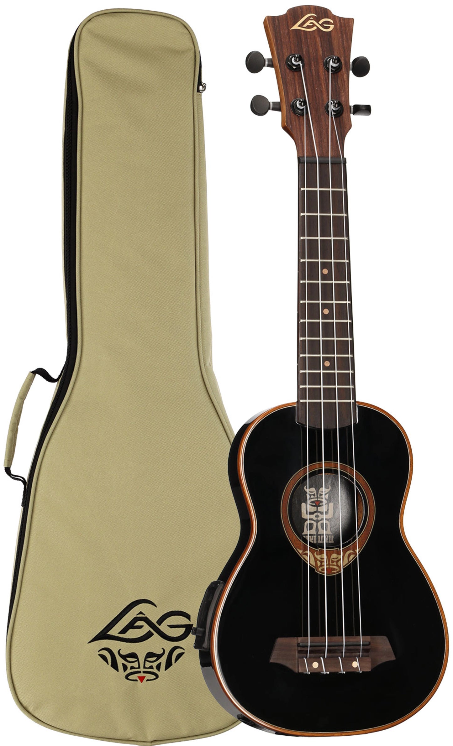 LAG Soprano Slim Electro Ukulele w/ Case - Black