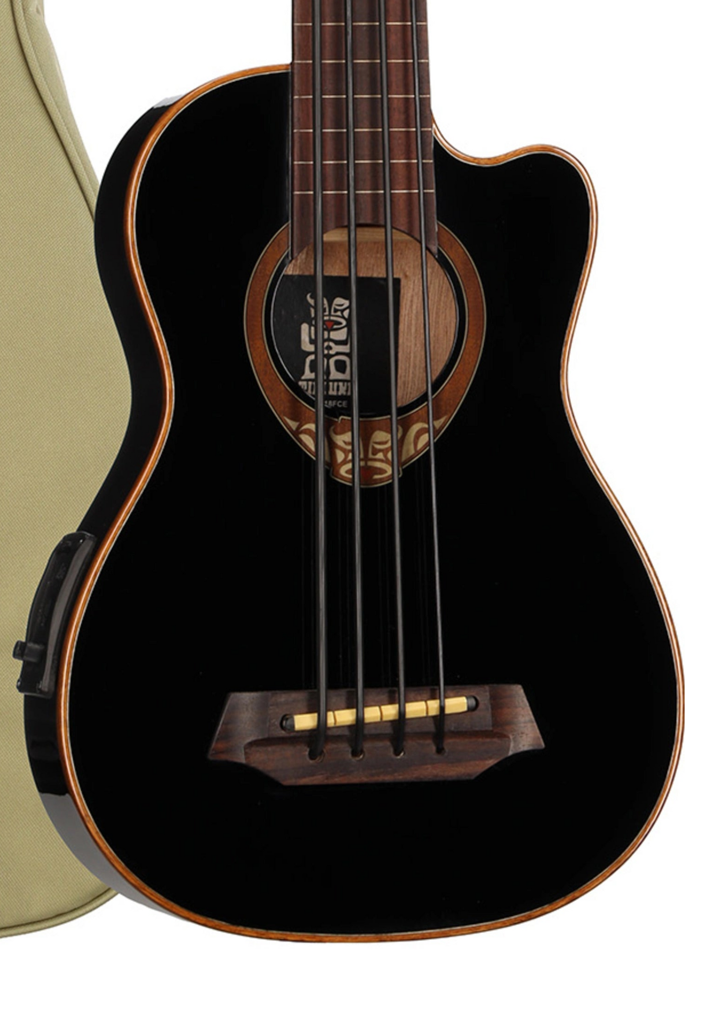 LAG Tiki Fretless Electro Bass w/ Case - Black