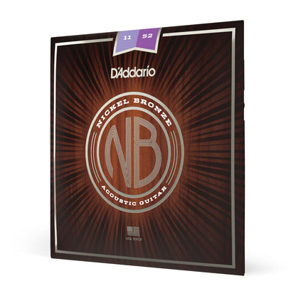 D'Addario NB1152 Nickel Bronze Acoustic Guitar Strings, Custom Light, 11-52