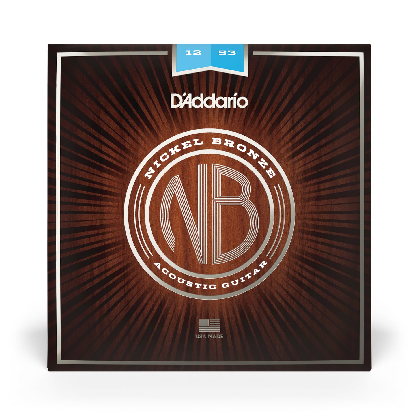 D'Addario NB1253 Nickel Bronze Acoustic Guitar Strings, Light, 12-53