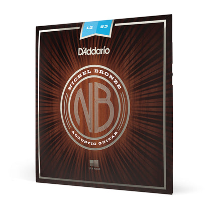 D'Addario NB1253 Nickel Bronze Acoustic Guitar Strings, Light, 12-53