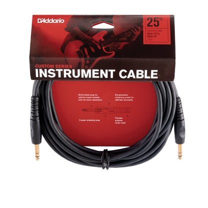 D'Addario Custom Series Instrument Cable, Stereo, 25ft