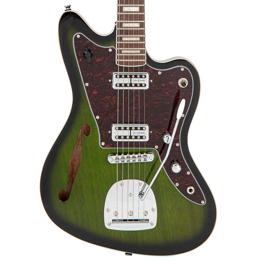 Vintage REVO Series 'Surfmaster' Thinline Twin Electric Guitar - Greenburst