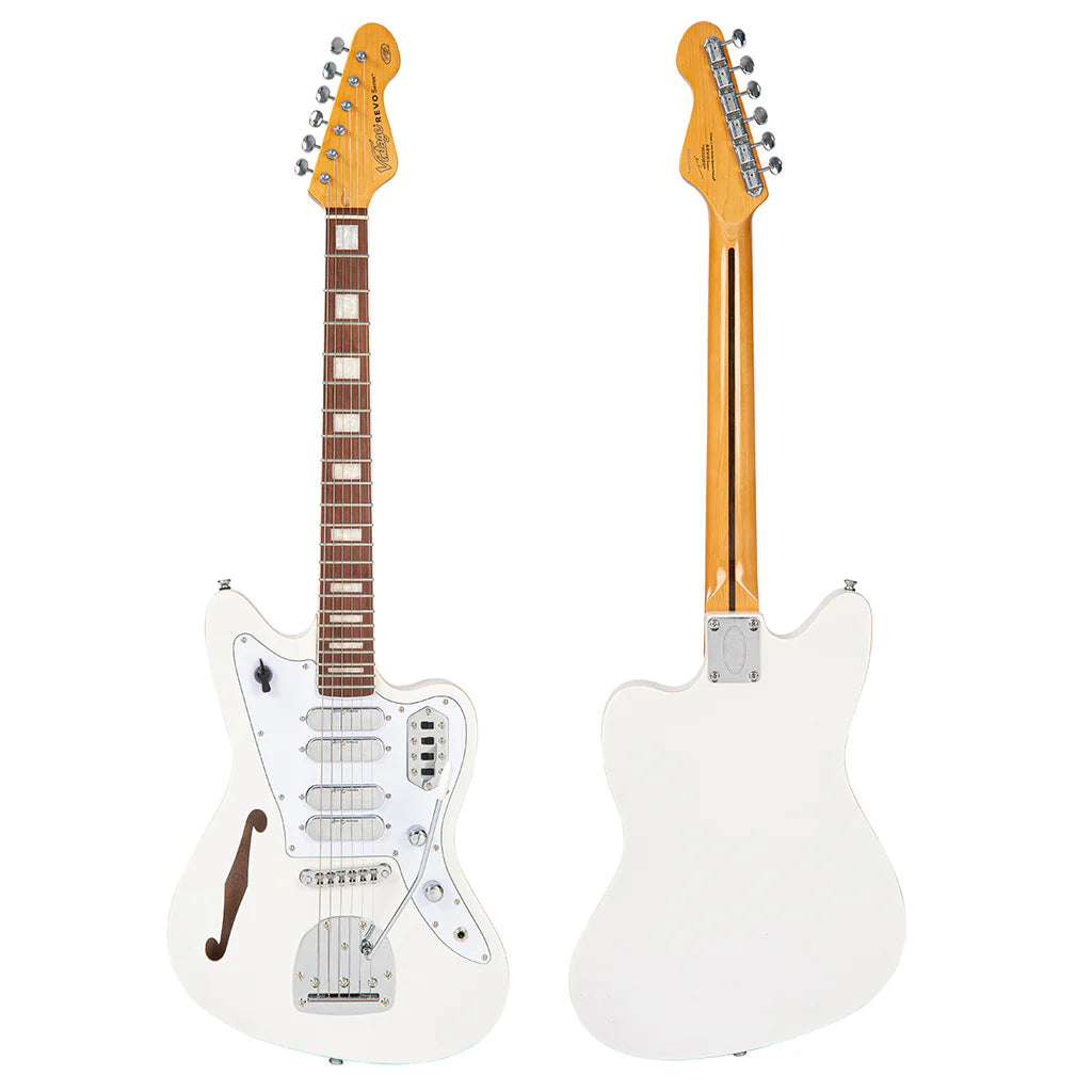 Vintage REVO Series 'Surfmaster' Quad Electric Guitar - Metallic White