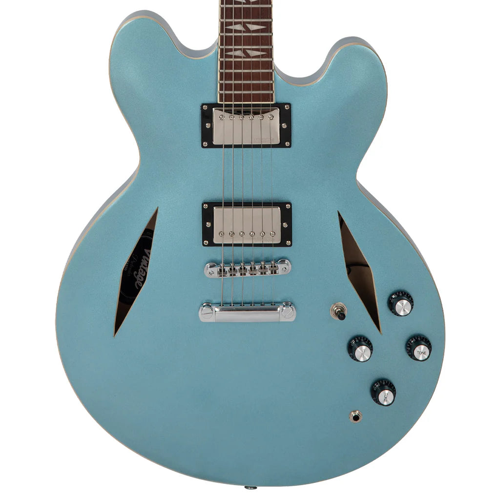 Vintage VSA550 ReIssued Semi-Hollow - Gun Hill Blue