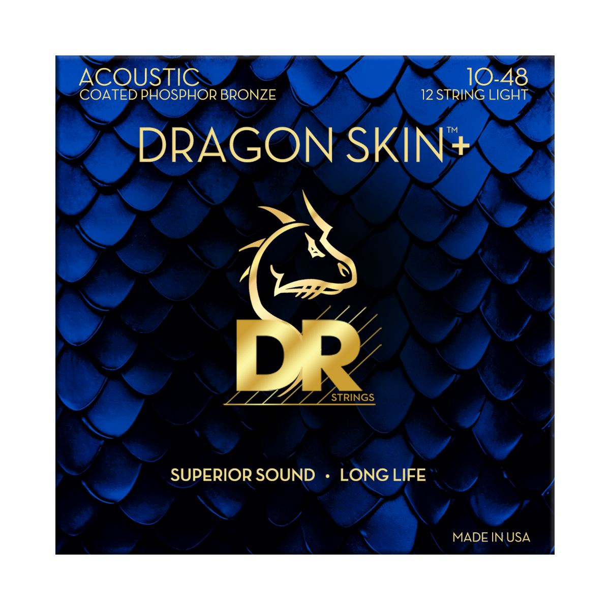 DR Dragon Skin+ Phosphor Bronze Acoustic Guitar Strings - 12-String Light - 10-48