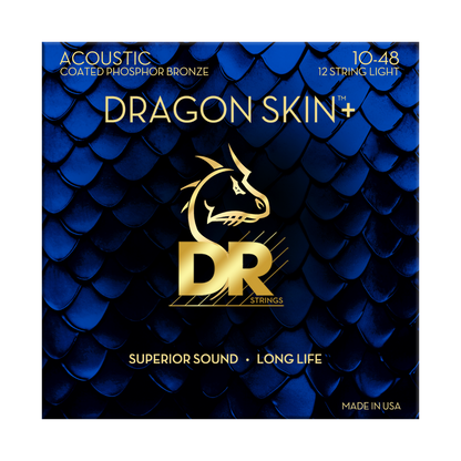 DR Dragon Skin+ Phosphor Bronze Acoustic Guitar Strings - 12-String Light - 10-48