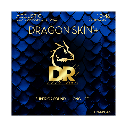 DR Dragon Skin+ Phosphor Bronze Acoustic Guitar Strings - 12-String Light - 10-48