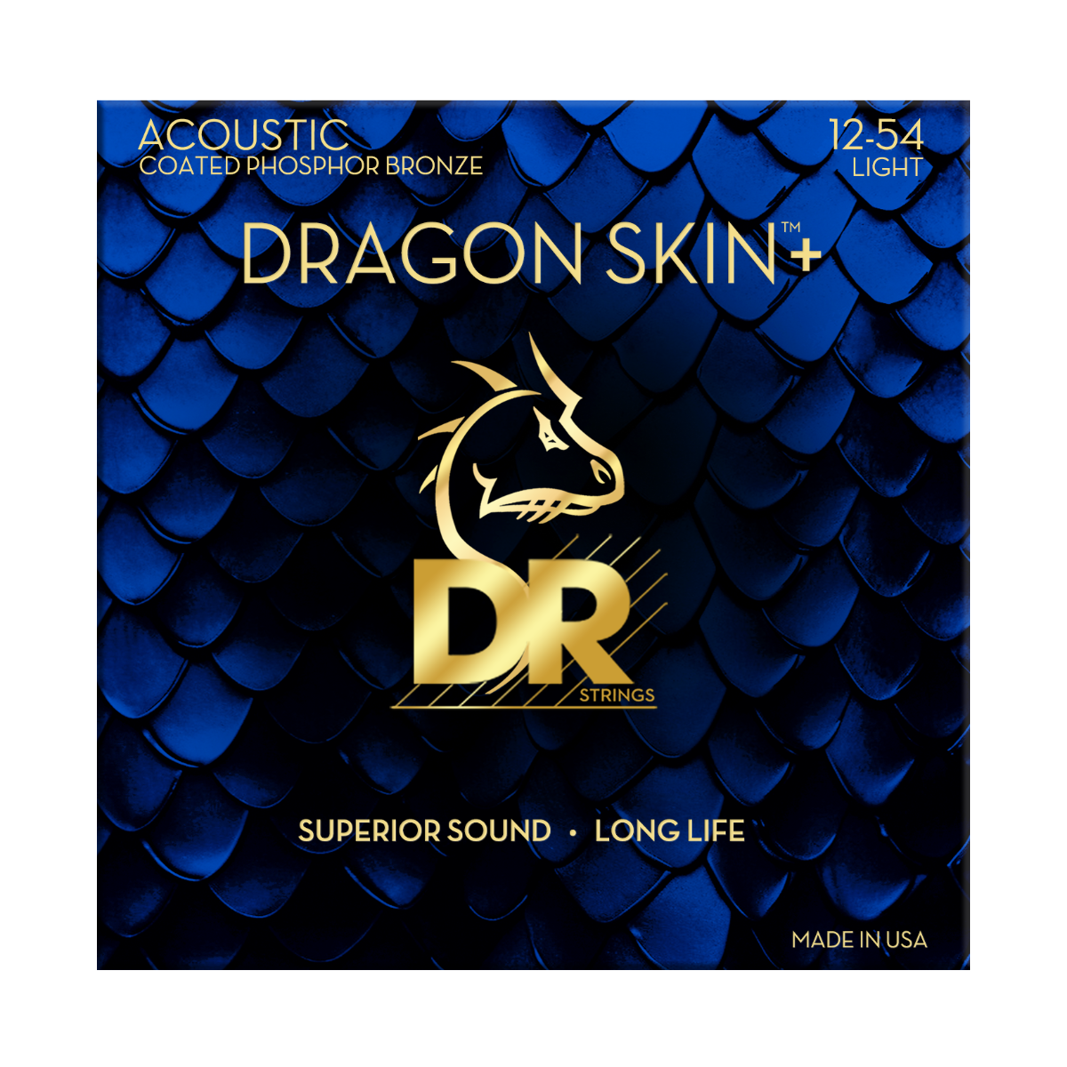 DR Dragon Skin+ Phosphor Bronze Acoustic Guitar Strings - Light - 12-54