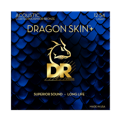 DR Dragon Skin+ Phosphor Bronze Acoustic Guitar Strings - Light - 12-54