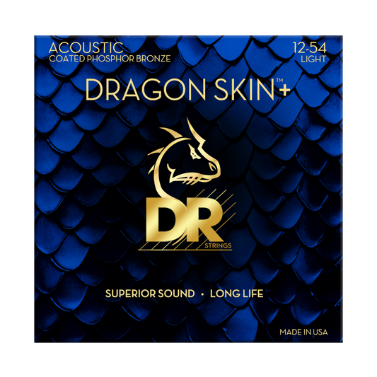 DR Dragon Skin+ Phosphor Bronze Acoustic Guitar Strings - Light - 12-54