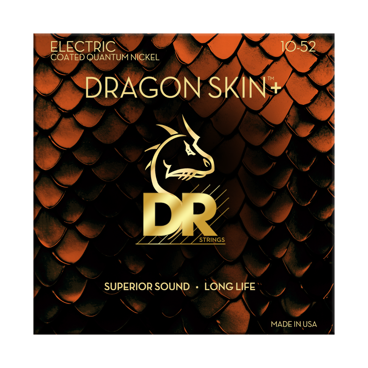 DR Dragon Skin+ Quantum Nickel Electric Guitar Strings - Medium to Heavy - 10-52