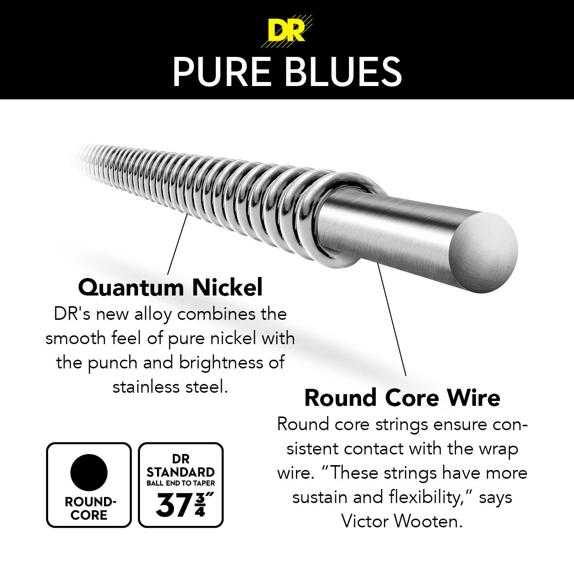 DR Pure Blues Bass Guitar Strings - 45-105