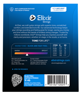Elixir Polyweb Electric Guitar Strings - 9-46 Custom Light