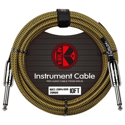 Kirlin Fabric Cable, Straight-Straight, Black/Yellow - 10ft
